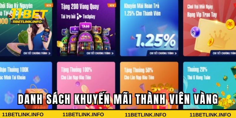Danh sách những khuyến mãi thành viên vàng Danh sách những khuyến mãi thành viên vàng