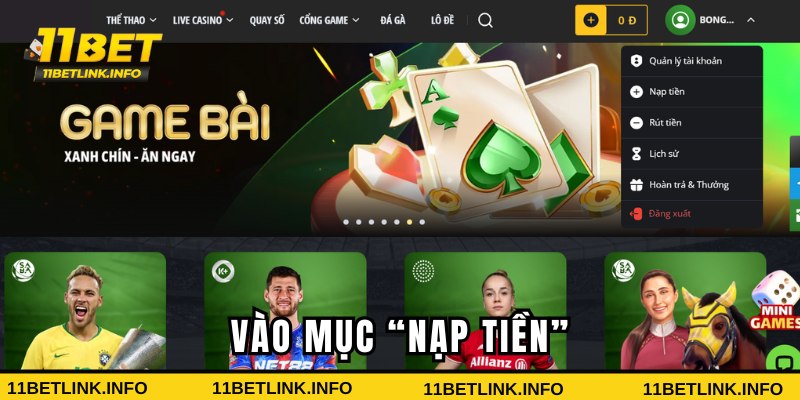 Vào ngay mục “Nạp tiền” Vào ngay mục “Nạp tiền”
